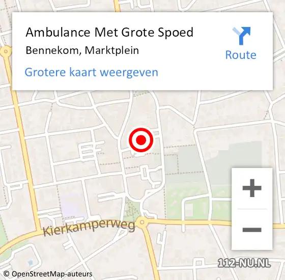 Locatie op kaart van de 112 melding: Ambulance Met Grote Spoed Naar Bennekom, Marktplein op 26 oktober 2016 01:52