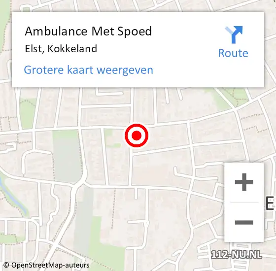 Locatie op kaart van de 112 melding: Ambulance Met Spoed Naar Elst, Kokkeland op 26 oktober 2016 04:38