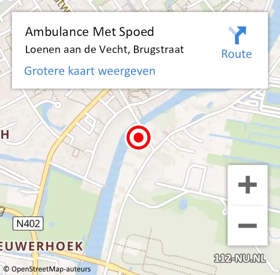 Locatie op kaart van de 112 melding: Ambulance Met Spoed Naar Loenen aan de Vecht, Brugstraat op 26 oktober 2016 06:46