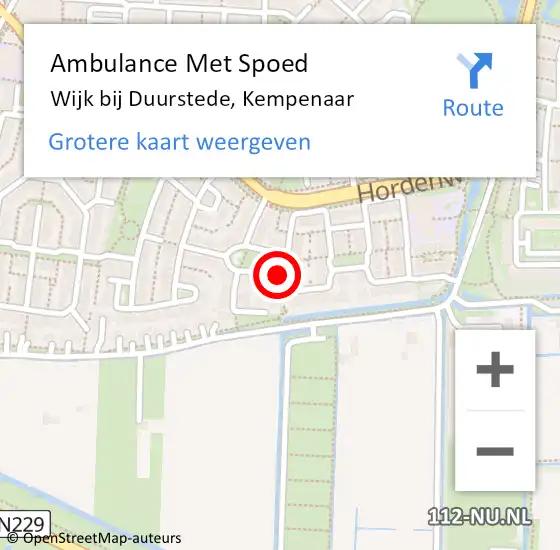 Locatie op kaart van de 112 melding: Ambulance Met Spoed Naar Wijk bij Duurstede, Kempenaar op 26 oktober 2016 07:15