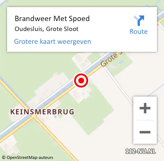 Locatie op kaart van de 112 melding: Brandweer Met Spoed Naar Oudesluis, Grote Sloot op 26 oktober 2016 08:17