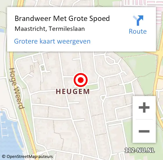 Locatie op kaart van de 112 melding: Brandweer Met Grote Spoed Naar Maastricht, Termileslaan op 26 oktober 2016 09:41