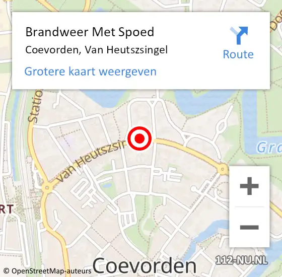 Locatie op kaart van de 112 melding: Brandweer Met Spoed Naar Coevorden, Van Heutszsingel op 31 december 2013 13:50