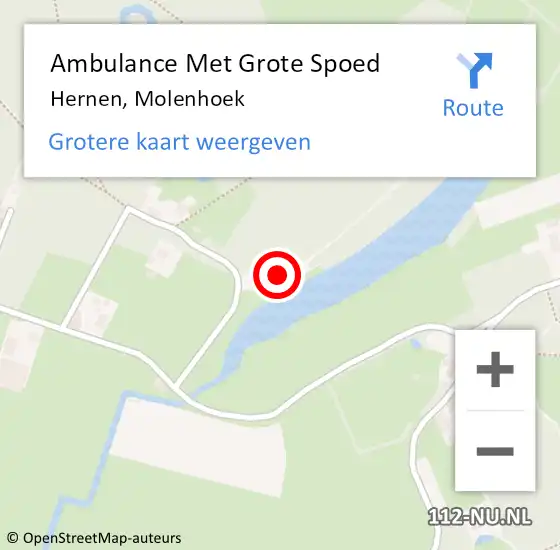 Locatie op kaart van de 112 melding: Ambulance Met Grote Spoed Naar Hernen, Molenhoek op 31 december 2013 13:52