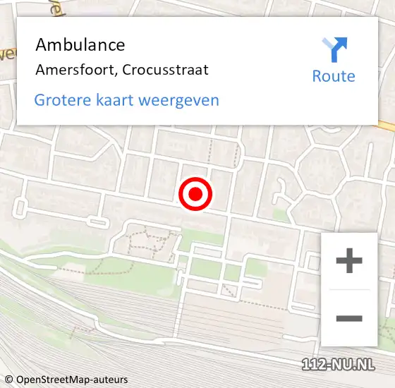 Locatie op kaart van de 112 melding: Ambulance Amersfoort, Crocusstraat op 26 oktober 2016 11:25