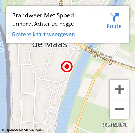 Locatie op kaart van de 112 melding: Brandweer Met Spoed Naar Urmond, Achter De Hegge op 26 oktober 2016 12:15