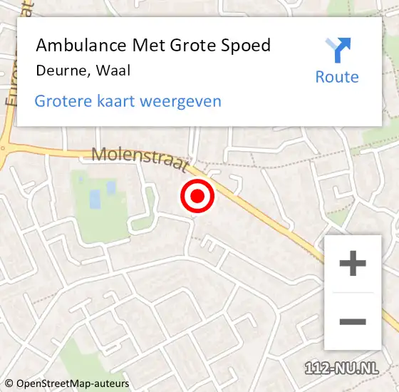 Locatie op kaart van de 112 melding: Ambulance Met Grote Spoed Naar Deurne, Waal op 26 oktober 2016 12:50