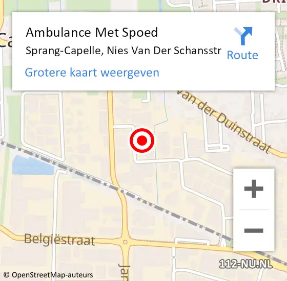 Locatie op kaart van de 112 melding: Ambulance Met Spoed Naar Sprang-Capelle, Nies Van Der Schansstr op 26 oktober 2016 14:19