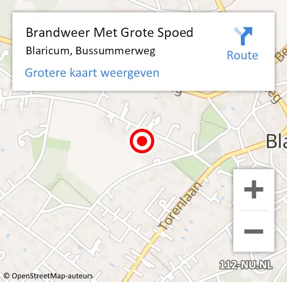 Locatie op kaart van de 112 melding: Brandweer Met Grote Spoed Naar Blaricum, Bussummerweg op 26 oktober 2016 14:26