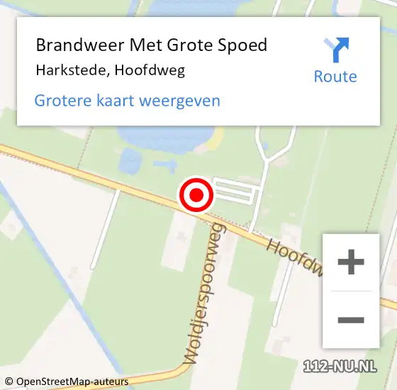 Locatie op kaart van de 112 melding: Brandweer Met Grote Spoed Naar Harkstede, Hoofdweg op 26 oktober 2016 15:20