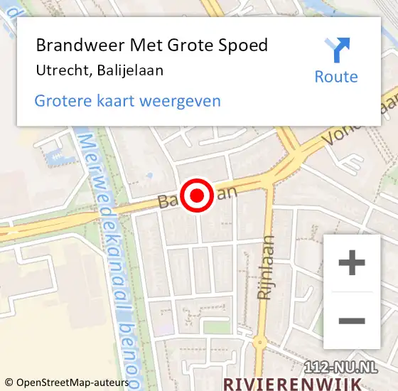 Locatie op kaart van de 112 melding: Brandweer Met Grote Spoed Naar Utrecht, Balijelaan op 26 oktober 2016 15:29