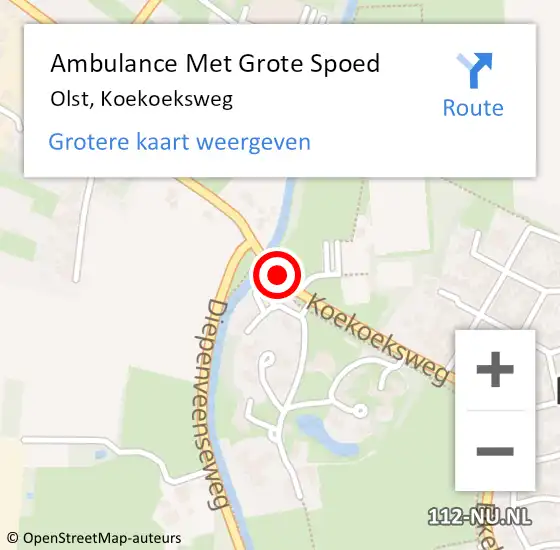 Locatie op kaart van de 112 melding: Ambulance Met Grote Spoed Naar Olst, Koekoeksweg op 26 oktober 2016 15:42