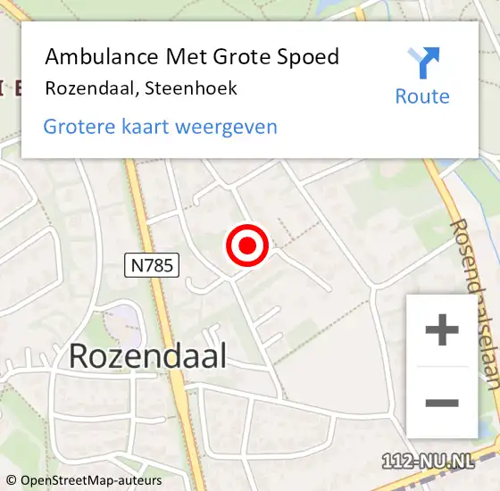 Locatie op kaart van de 112 melding: Ambulance Met Grote Spoed Naar Rozendaal, Steenhoek op 26 oktober 2016 15:43