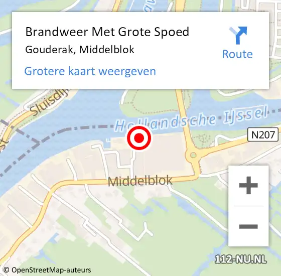 Locatie op kaart van de 112 melding: Brandweer Met Grote Spoed Naar Gouderak, Middelblok op 26 oktober 2016 15:59