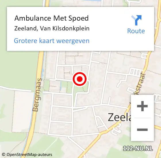 Locatie op kaart van de 112 melding: Ambulance Met Spoed Naar Zeeland, Van Kilsdonkplein op 26 oktober 2016 16:10