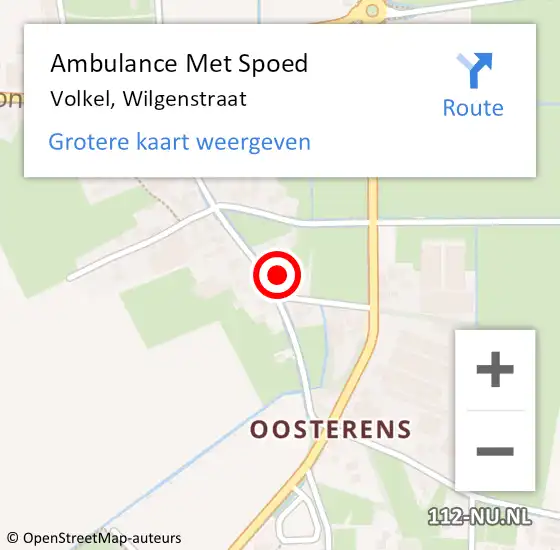 Locatie op kaart van de 112 melding: Ambulance Met Spoed Naar Volkel, Wilgenstraat op 26 oktober 2016 17:16