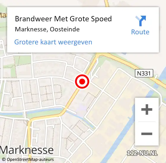 Locatie op kaart van de 112 melding: Brandweer Met Grote Spoed Naar Marknesse, Oosteinde op 26 oktober 2016 17:25