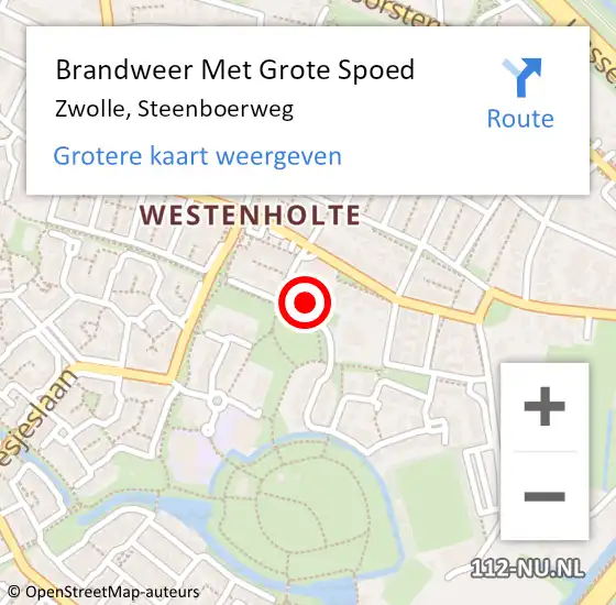 Locatie op kaart van de 112 melding: Brandweer Met Grote Spoed Naar Zwolle, Steenboerweg op 26 oktober 2016 18:26