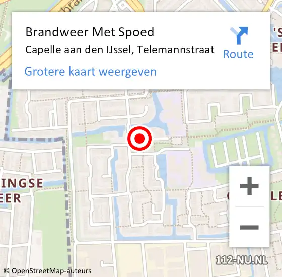 Locatie op kaart van de 112 melding: Brandweer Met Spoed Naar Capelle aan den IJssel, Telemannstraat op 31 december 2013 14:16