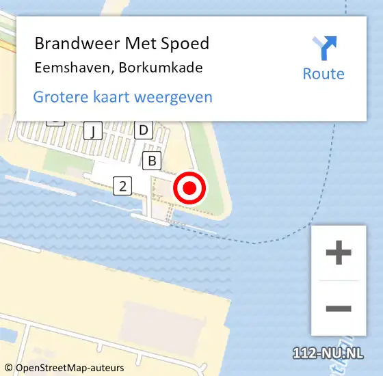 Locatie op kaart van de 112 melding: Brandweer Met Spoed Naar Eemshaven, Borkumkade op 26 oktober 2016 19:51