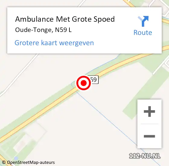 Locatie op kaart van de 112 melding: Ambulance Met Grote Spoed Naar Oude-Tonge, N59 L op 26 oktober 2016 20:44