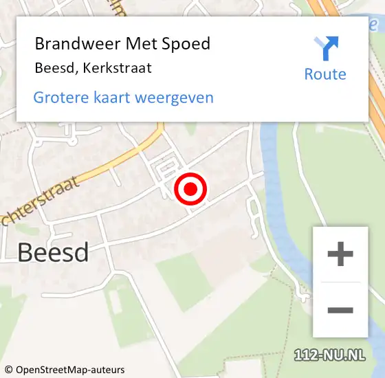 Locatie op kaart van de 112 melding: Brandweer Met Spoed Naar Beesd, Kerkstraat op 17 september 2013 19:24