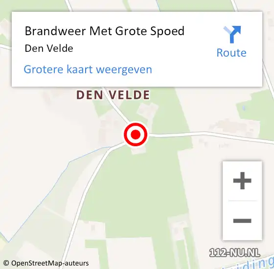 Locatie op kaart van de 112 melding: Brandweer Met Grote Spoed Naar Den Velde op 26 oktober 2016 21:26