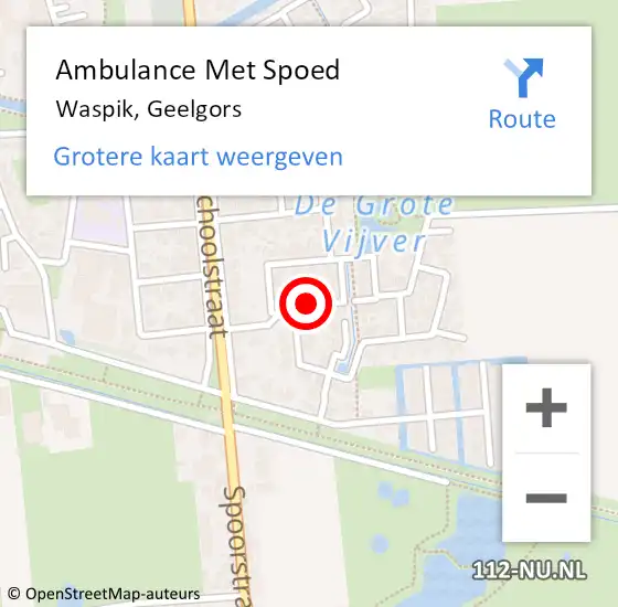 Locatie op kaart van de 112 melding: Ambulance Met Spoed Naar Waspik, Geelgors op 26 oktober 2016 21:30