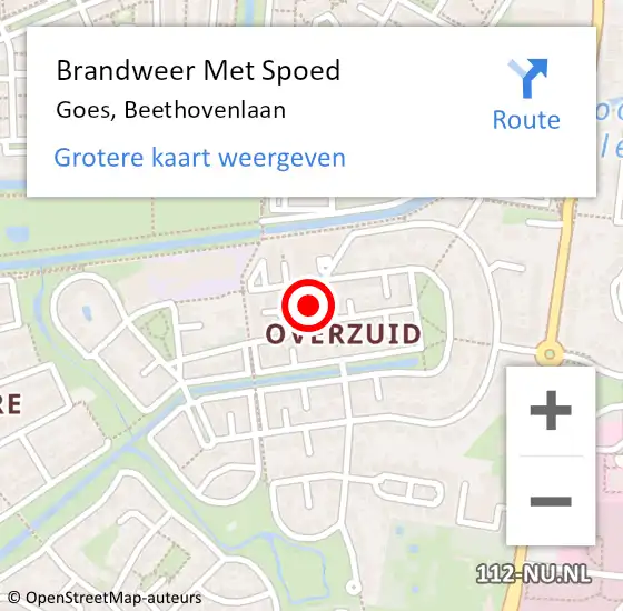 Locatie op kaart van de 112 melding: Brandweer Met Spoed Naar Goes, Beethovenlaan op 31 december 2013 14:19