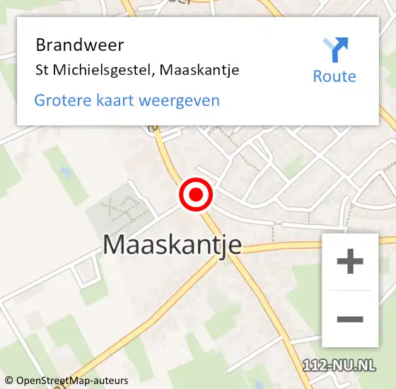 Locatie op kaart van de 112 melding: Brandweer St Michielsgestel, Maaskantje op 31 december 2013 14:21