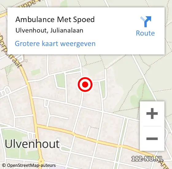 Locatie op kaart van de 112 melding: Ambulance Met Spoed Naar Ulvenhout, Julianalaan op 27 oktober 2016 00:10