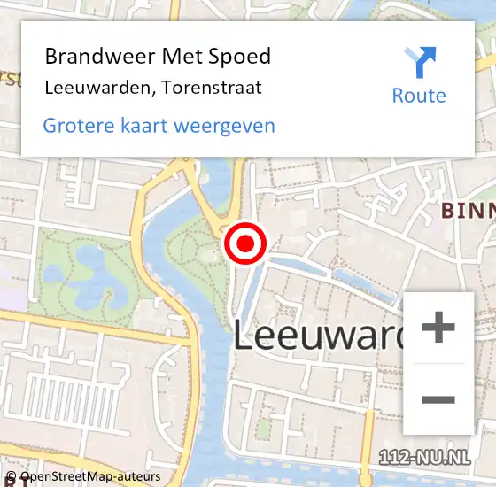 Locatie op kaart van de 112 melding: Brandweer Met Spoed Naar Leeuwarden, Torenstraat op 31 december 2013 14:24