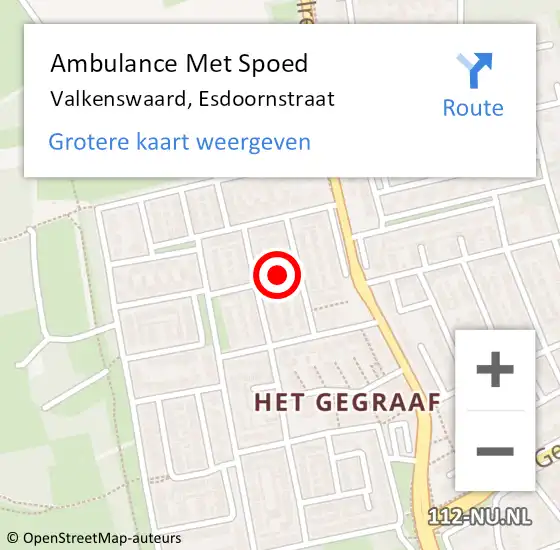 Locatie op kaart van de 112 melding: Ambulance Met Spoed Naar Valkenswaard, Esdoornstraat op 27 oktober 2016 01:35