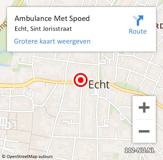 Locatie op kaart van de 112 melding: Ambulance Met Spoed Naar Echt, Sint Jorisstraat op 27 oktober 2016 02:02