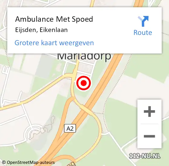 Locatie op kaart van de 112 melding: Ambulance Met Spoed Naar Eijsden, Eikenlaan op 17 september 2013 19:27