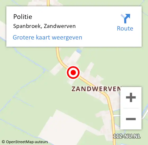 Locatie op kaart van de 112 melding: Politie Spanbroek, Zandwerven op 27 oktober 2016 06:33