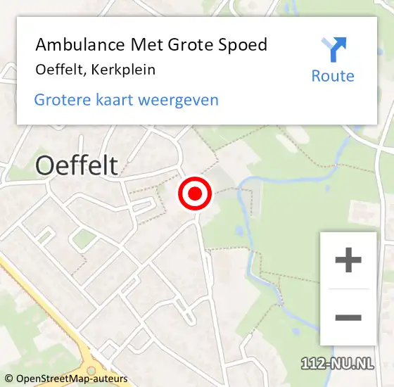 Locatie op kaart van de 112 melding: Ambulance Met Grote Spoed Naar Oeffelt, Kerkplein op 27 oktober 2016 06:51