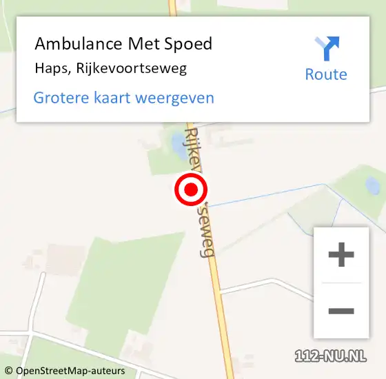 Locatie op kaart van de 112 melding: Ambulance Met Spoed Naar Haps, Rijkevoortseweg op 27 oktober 2016 07:51