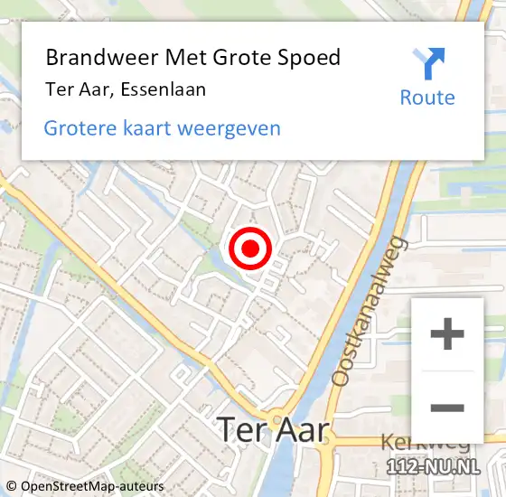 Locatie op kaart van de 112 melding: Brandweer Met Grote Spoed Naar Ter Aar, Essenlaan op 27 oktober 2016 08:03