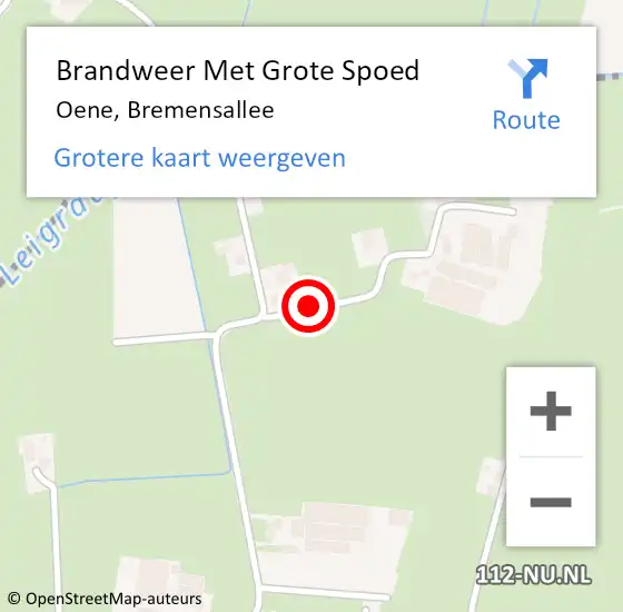 Locatie op kaart van de 112 melding: Brandweer Met Grote Spoed Naar Oene, Bremensallee op 27 oktober 2016 08:32