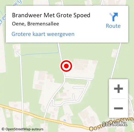 Locatie op kaart van de 112 melding: Brandweer Met Grote Spoed Naar Oene, Bremensallee op 27 oktober 2016 08:37