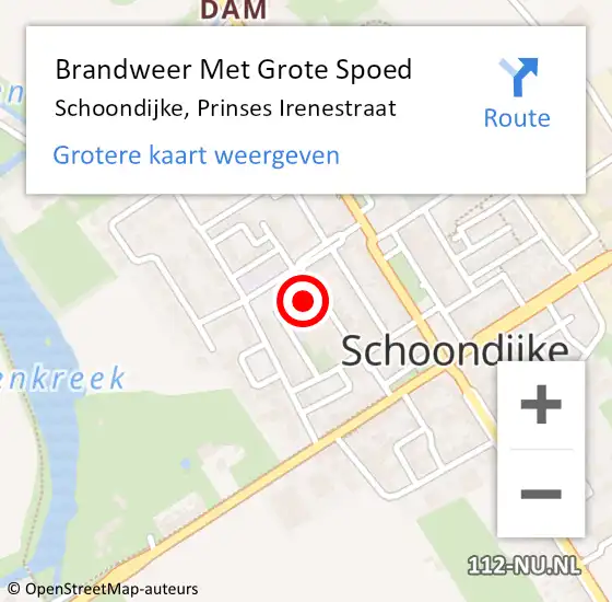 Locatie op kaart van de 112 melding: Brandweer Met Grote Spoed Naar Schoondijke, Prinses Irenestraat op 31 december 2013 14:35