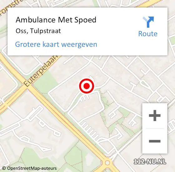 Locatie op kaart van de 112 melding: Ambulance Met Spoed Naar Oss, Tulpstraat op 27 oktober 2016 09:06