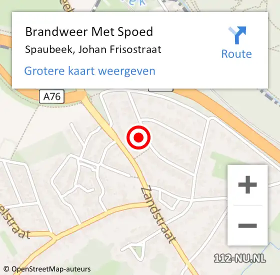 Locatie op kaart van de 112 melding: Brandweer Met Spoed Naar Spaubeek, Johan Frisostraat op 27 oktober 2016 09:35