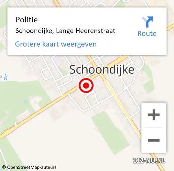 Locatie op kaart van de 112 melding: Politie Schoondijke, Lange Heerenstraat op 27 oktober 2016 09:35