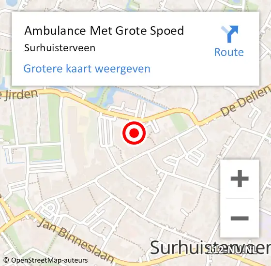 Locatie op kaart van de 112 melding: Ambulance Met Grote Spoed Naar Surhuisterveen op 27 oktober 2016 09:42