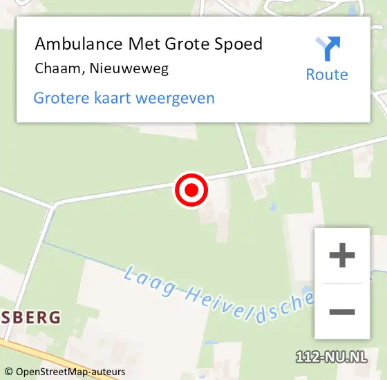 Locatie op kaart van de 112 melding: Ambulance Met Grote Spoed Naar Chaam, Nieuweweg op 27 oktober 2016 10:09