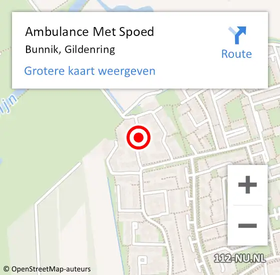 Locatie op kaart van de 112 melding: Ambulance Met Spoed Naar Bunnik, Gildenring op 27 oktober 2016 10:29