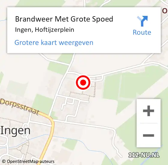 Locatie op kaart van de 112 melding: Brandweer Met Grote Spoed Naar Ingen, Hoftijzerplein op 31 december 2013 14:43