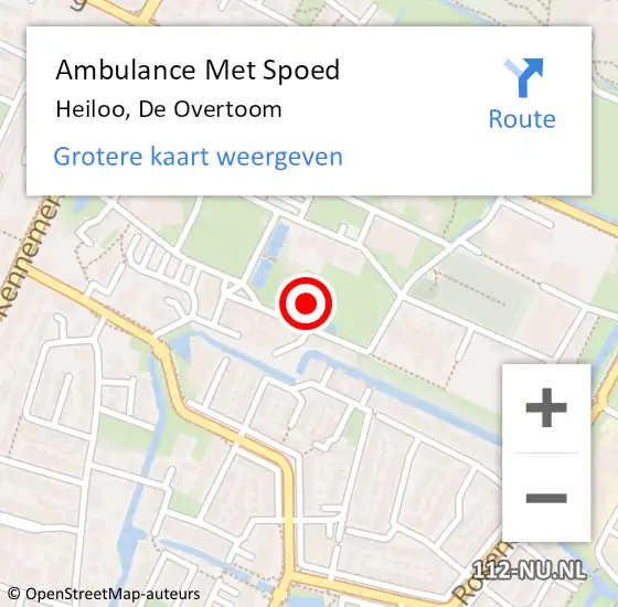 Locatie op kaart van de 112 melding: Ambulance Met Spoed Naar Heiloo, De Overtoom op 27 oktober 2016 10:39